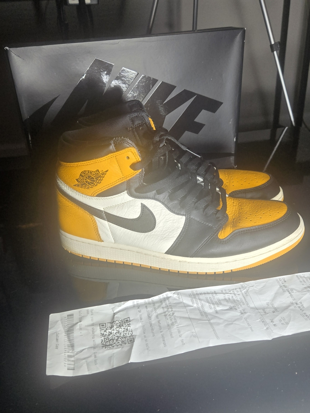 Nike Air Jordan 1 High OG - Black/White/Yellow Size 13